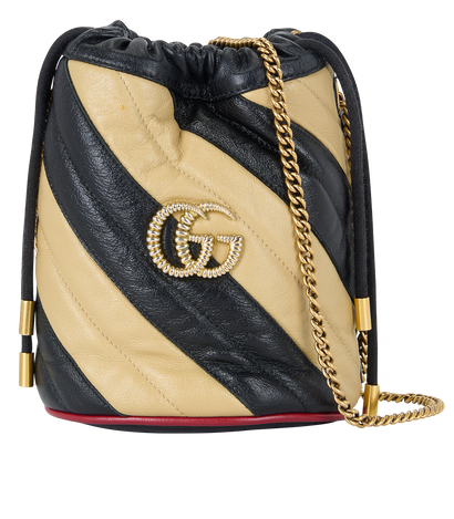 Marmont Bucket Bag, &pound;595, Handbags, Beige/Black, Leather, Front view